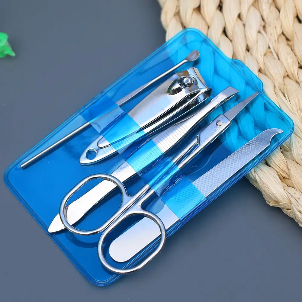 5 pcs 5 предметов в лоте, 10 шт. набор по уходу за ногтями для маникюра и педикюра, профессиональные кусачки для кутикулы ногтей маникюр набор Кожаный чехол Чехол Инструменты Наборы - Цвет: 5 pcs