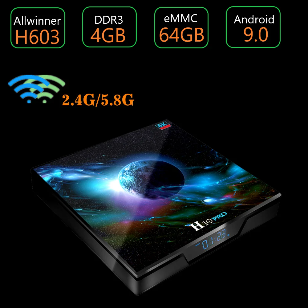 2019 Новинка H10 Pro Smart tv Box 4 ГБ DDR3 64 Android 9 0 ТВ приставка 2 4G 5G WiFi 6K