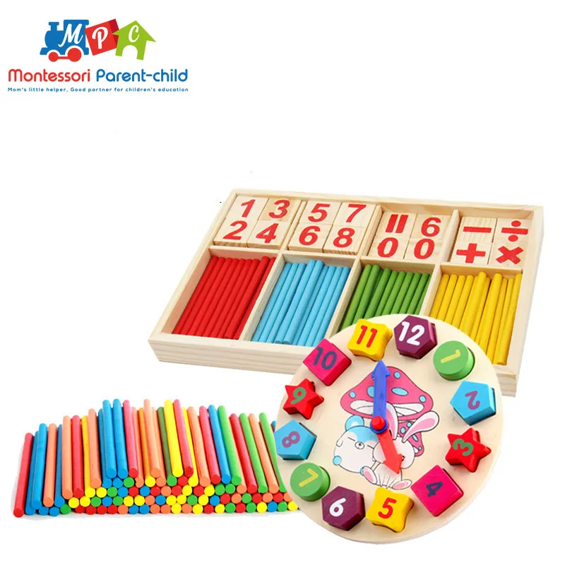 

Colorful Bamboo Counting Sticks Clock Toy Mathematics Montessori Teaching Aids Counting Rod Kids Preschool Math Learning Toy GYH