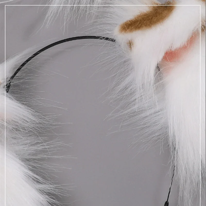 

Women Cosplay Party Faux Fur Cat Ears Hair Hoop+Cat Tail Suit Hair Jewelry Plush Fluffy Hairband Cat Tail