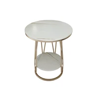 simple nordic modern iron round table bedside cabinet light luxury italian rock plate small tea table