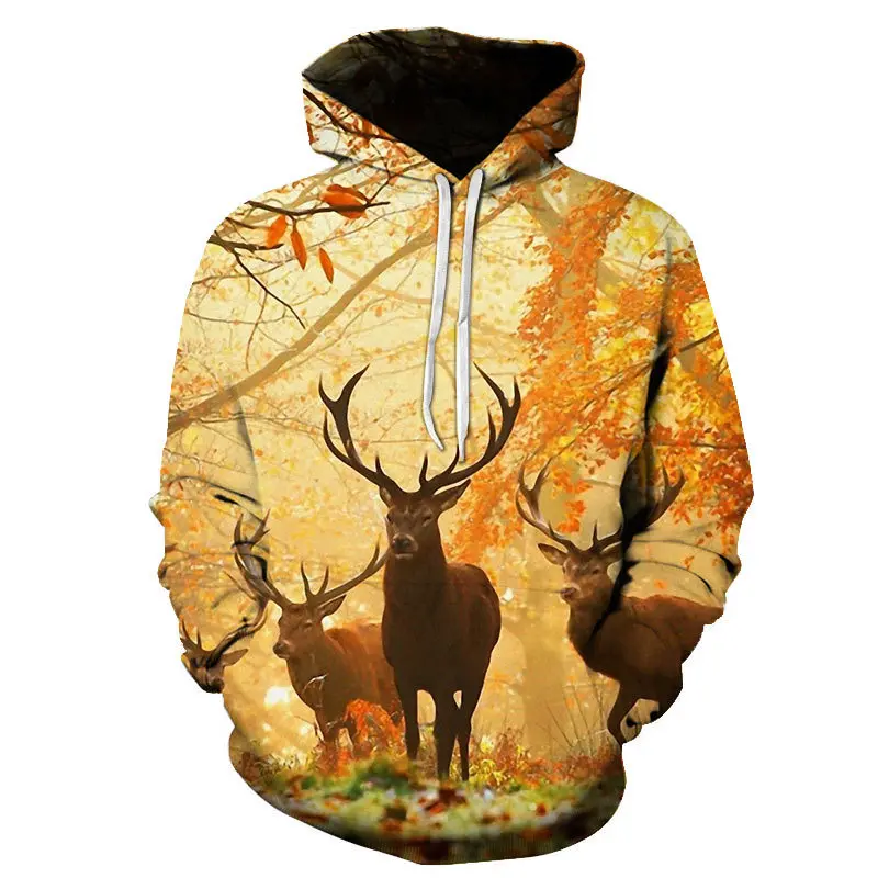 

New Men's 2021 Sweater Spring and Autumn Trend Fashion Print Hooded Sweater Animal Cartoon Slim All-match Hoodie Sweater S-6XL
