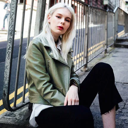 Новое поступление женские осенне весенние Куртки из искусственной кожи женская