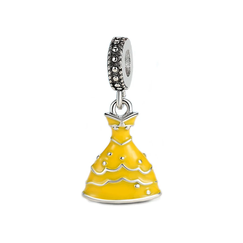 Belle Dress Новое оригинальное эмалевое платье принцессы из сплава с бусинами, подвеска с Минни Микки, браслет Пандора, браслет, сделай сам, Женские Ювелирные изделия - Цвет: Belle Dress