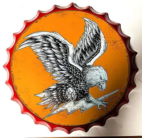 

Королевский жестяной знак, крышка для бутылки, металлический жестяной знак, диаметр орела США 13,8 дюйма, круглые металлические знаки для дом...