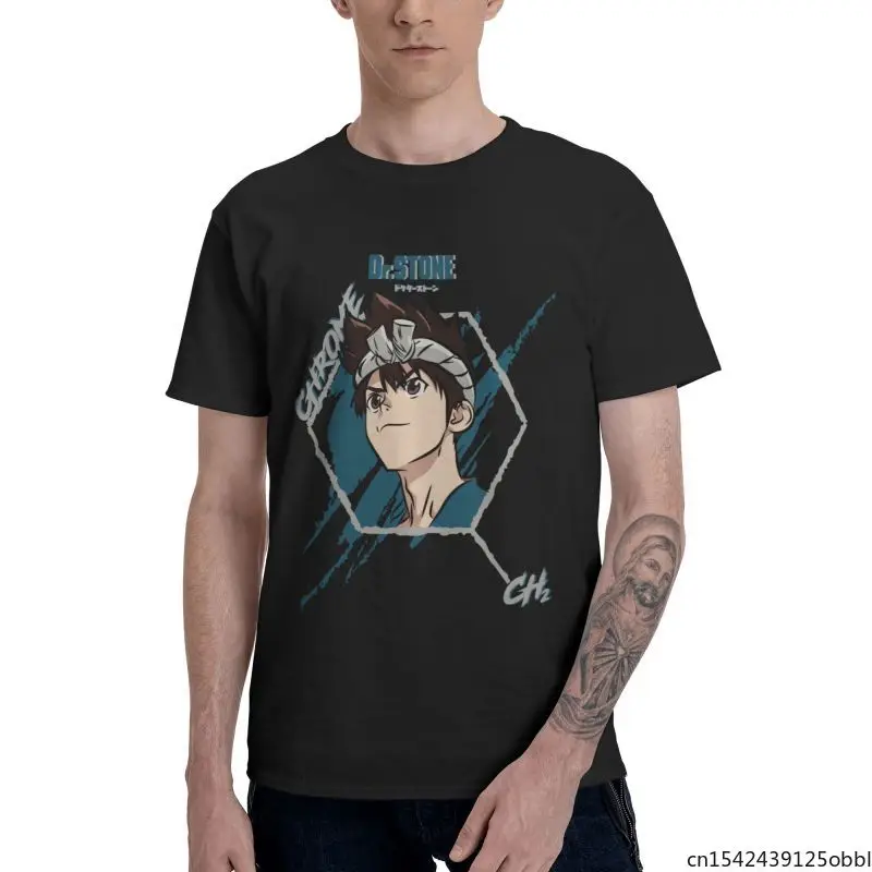 

Male Dr Stone Chrome Fashion Manga Anime Short Sleeve Cool T Shirt Homme Unisex Summer Trend Lycra Classic Casual Size M-5XL