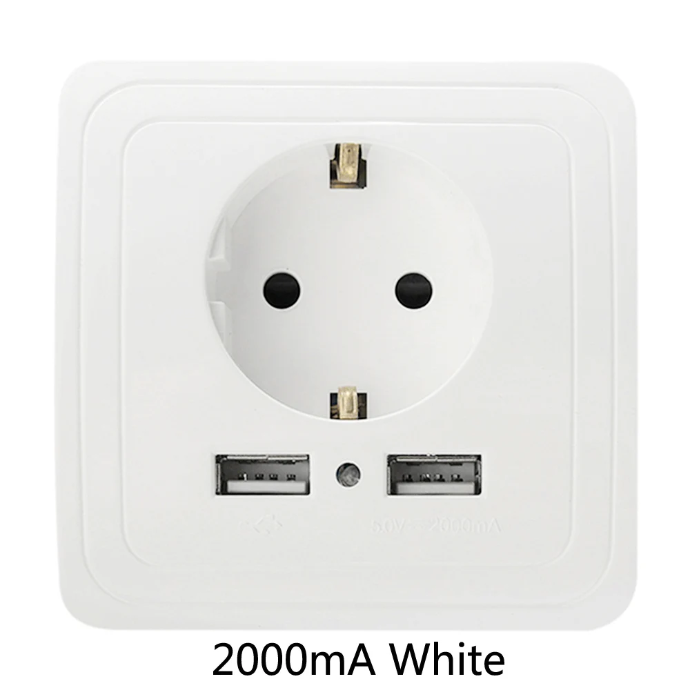 2A White USB настенная розетка ЕС штекер Usb настенная розетка Порты и разъёмы 250V Зарядное устройство вытяжная настольная розетка электрическая розетка USB Кухня розетки - Тип: 2A White