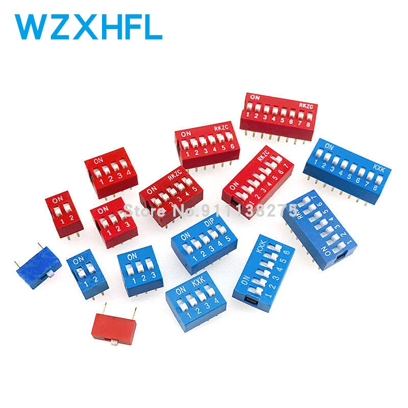 10PCS Red, Toggle Switch Spacing 2.54MM DIP Dial The Code Switch 1 2 3 4 5 6 7 8 9 10 12 PIN Quick Switch