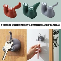 cute animal tail toothbrush holder non marking stickers suction wall hook bathroom single punching free hook door accessori