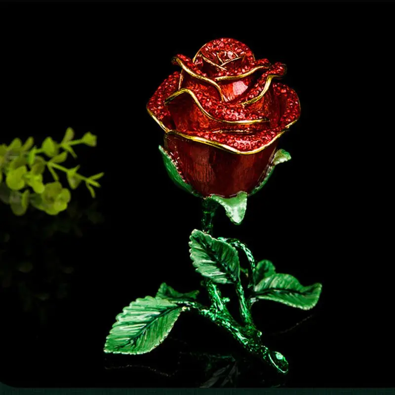 Статуэтка роза с кристаллом горного хрусталя шкатулка для драгоценностей