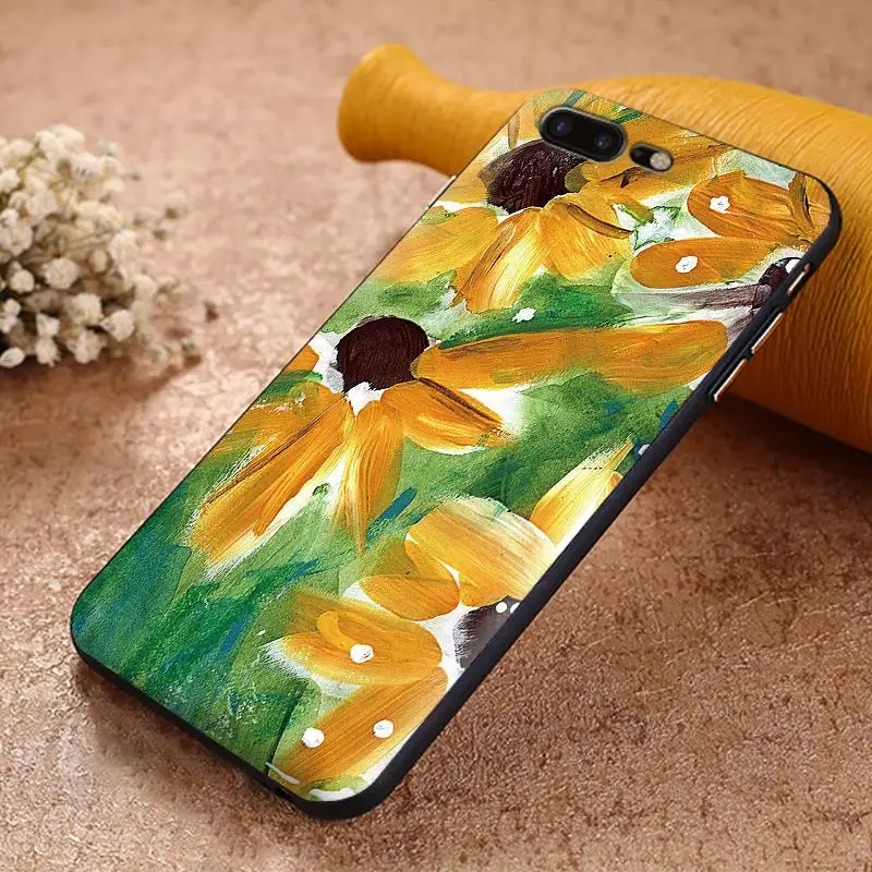 Подсолнух для iPhone X XR XS MAX Мягкая силиконовая задняя крышка Apple 8 7 6 S Plus чехол