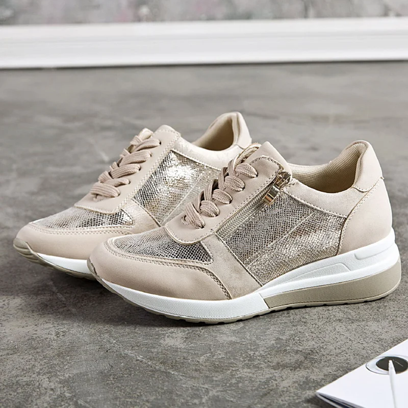 KJZTSF 2019 Autumn New Brilliant Sneakers Woman Casual wild Breathable running shoes Wedge platform Europe America Women's | Обувь