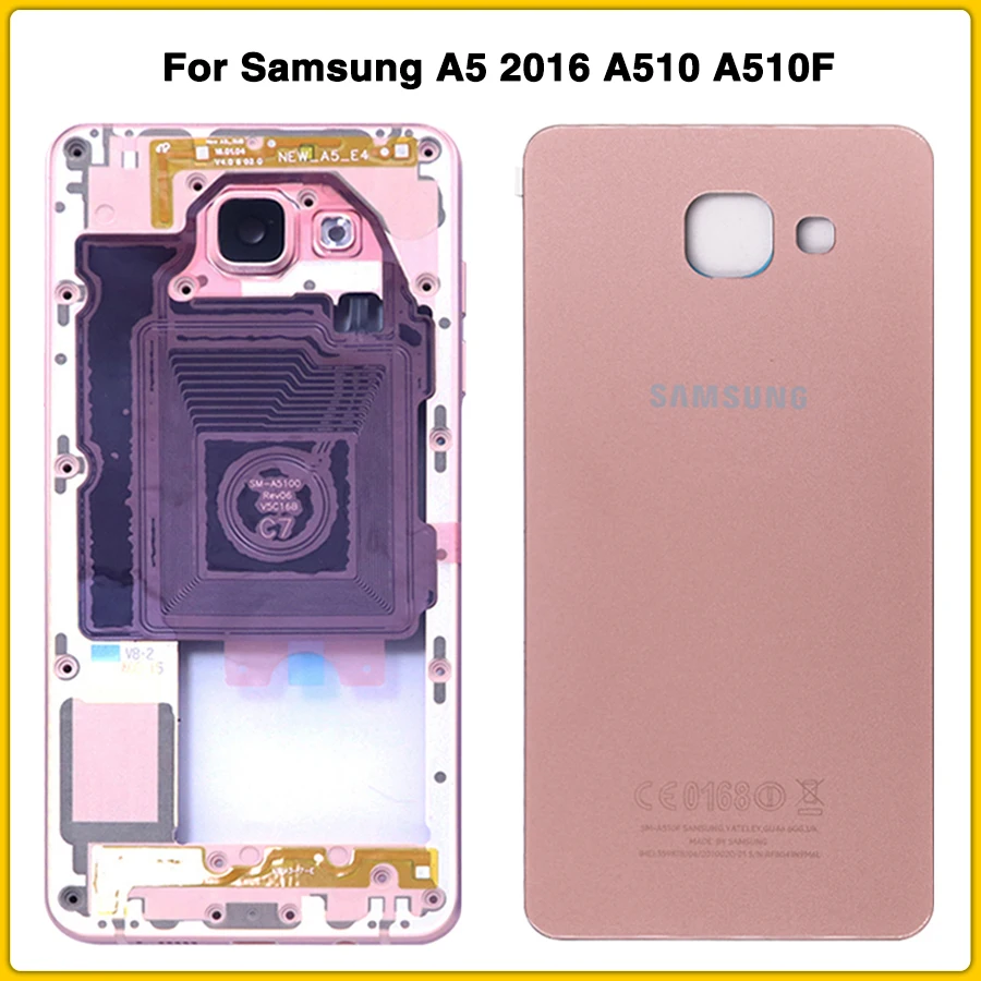 Чехол A510 с полным корпусом для samsung A5 A510 A510F, средняя рамка, средняя пластина, рамка корпуса, Корпус Корпуса+ задняя крышка батареи