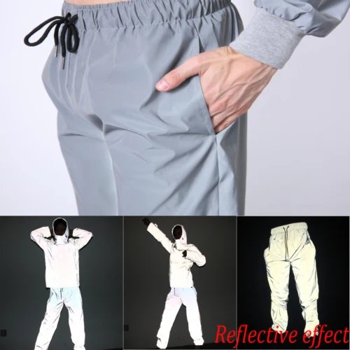 Светоотражающие Брюки для танцев уличная одежда в стиле хип хоп мужчин и женщин облегающий тренировочный