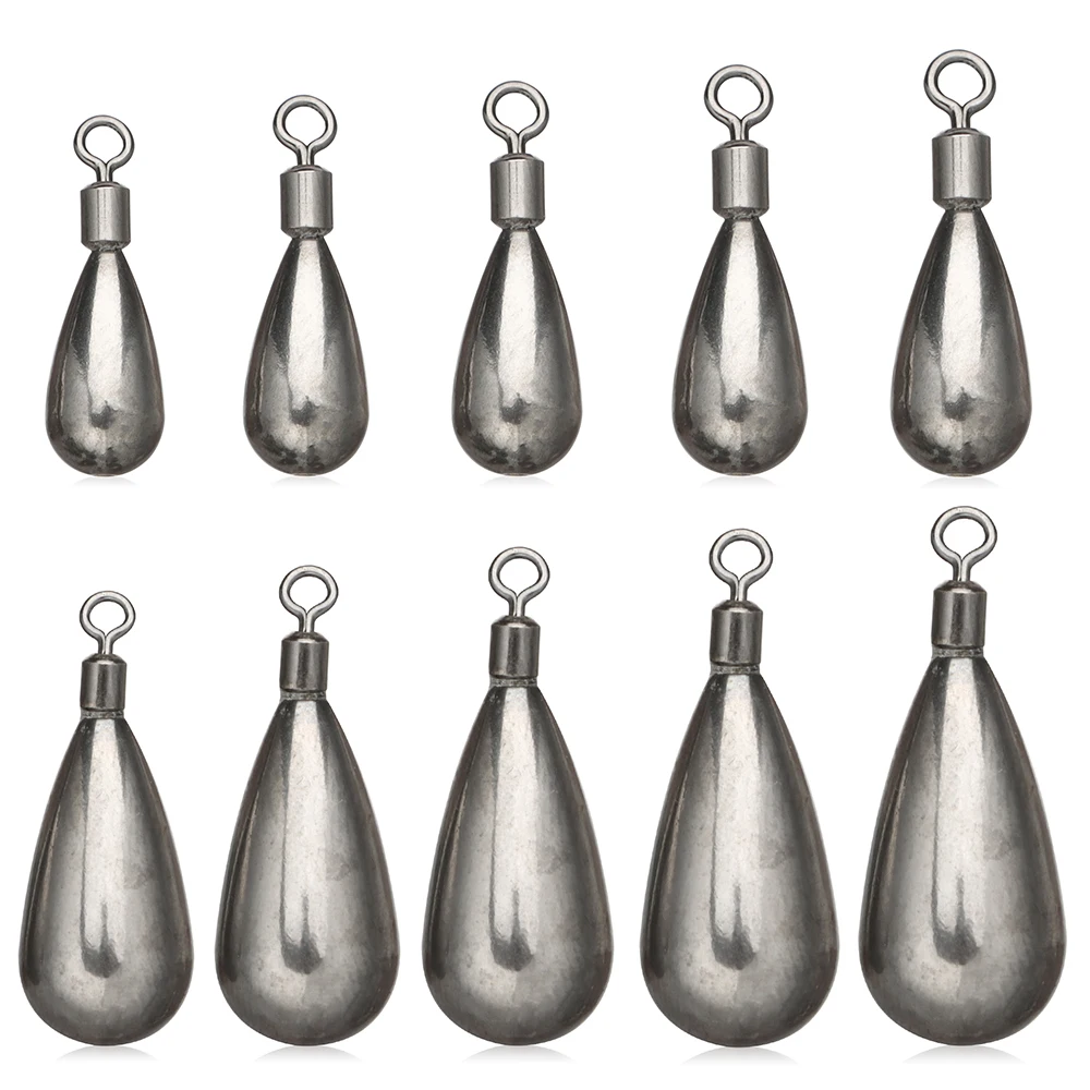 1 Pcs 0.9g-14g Fishing Line Tungsten Sinkers Fall Tear Drop Shot Weights For Bass Hook Connector Tackle Accessories | Спорт и