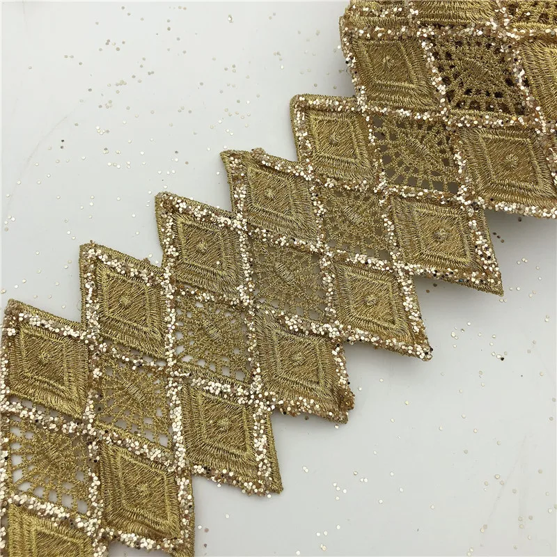 10 ярдов новый 4 &quotмодный металлический вышитый мотив Блестящий мощный