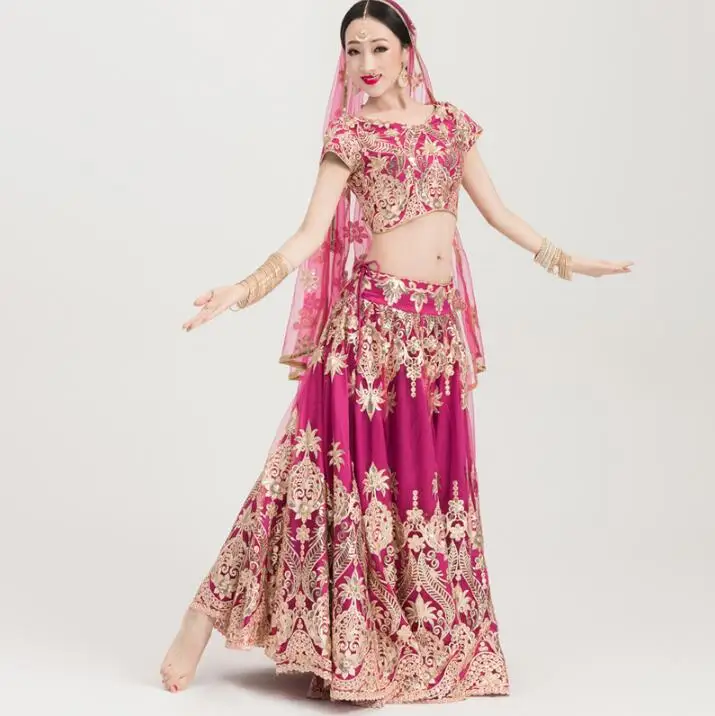 Индийские сари традиционный костюм с вышивкой Женский танцевальный в этническом