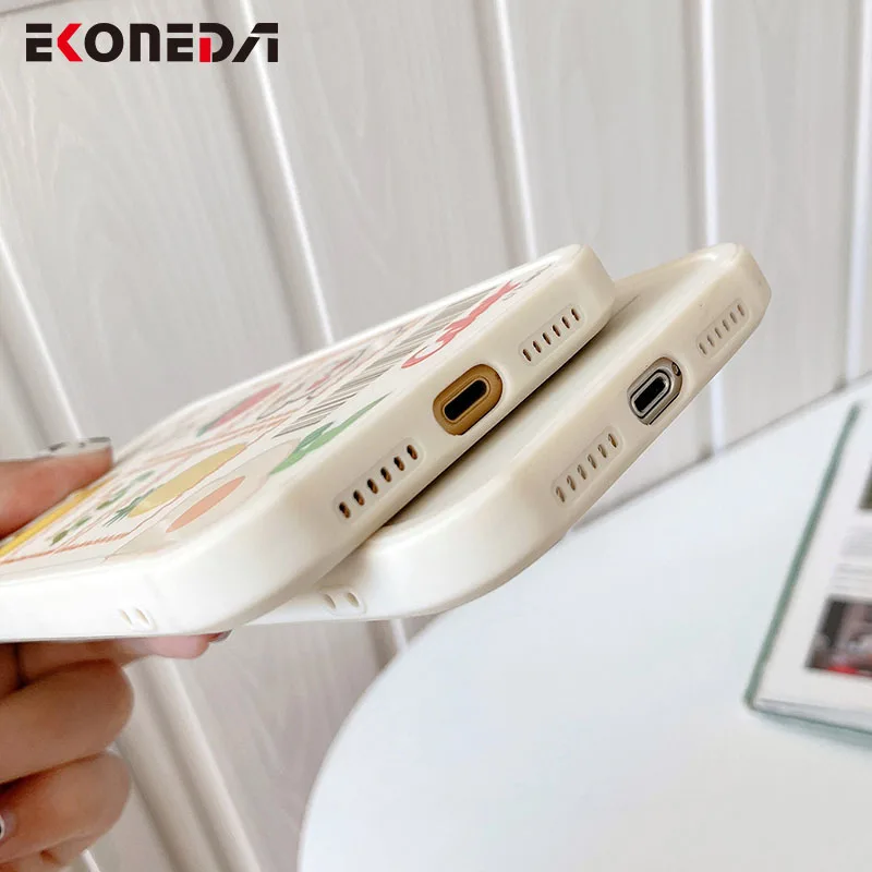 

EKONEDA Cartoon Bear Fruit Case For iPhone X XR 7 8 Plus SE 11 12 Pro XS Max Case Silicone Soft TPU Protective Back Cover