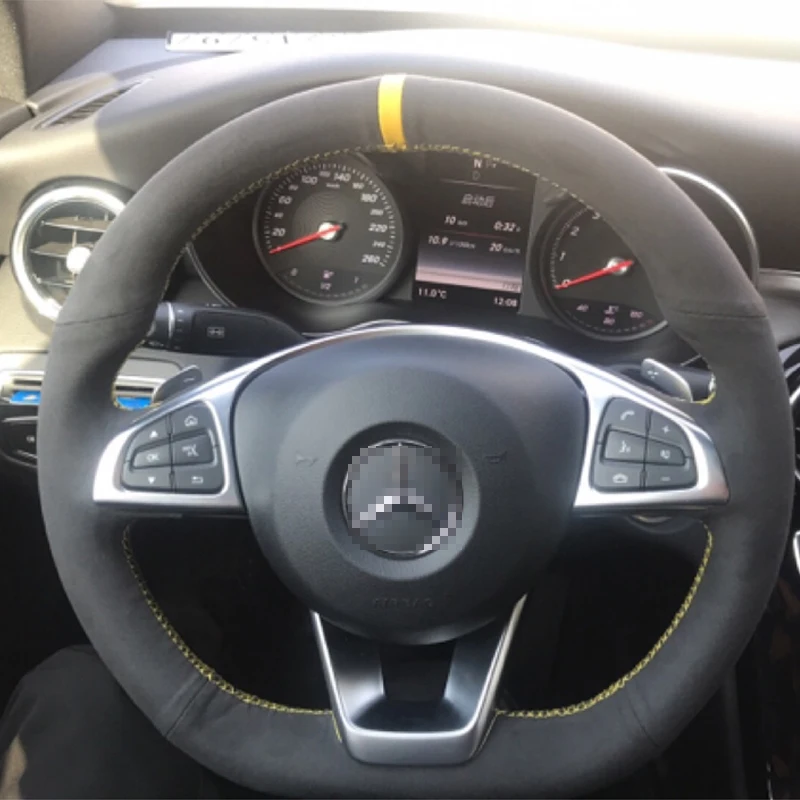 Ручная швейная черная замша руль Обложка для Mercedes Benz AMG c260gl E C e3001 c200 e260l 350 |