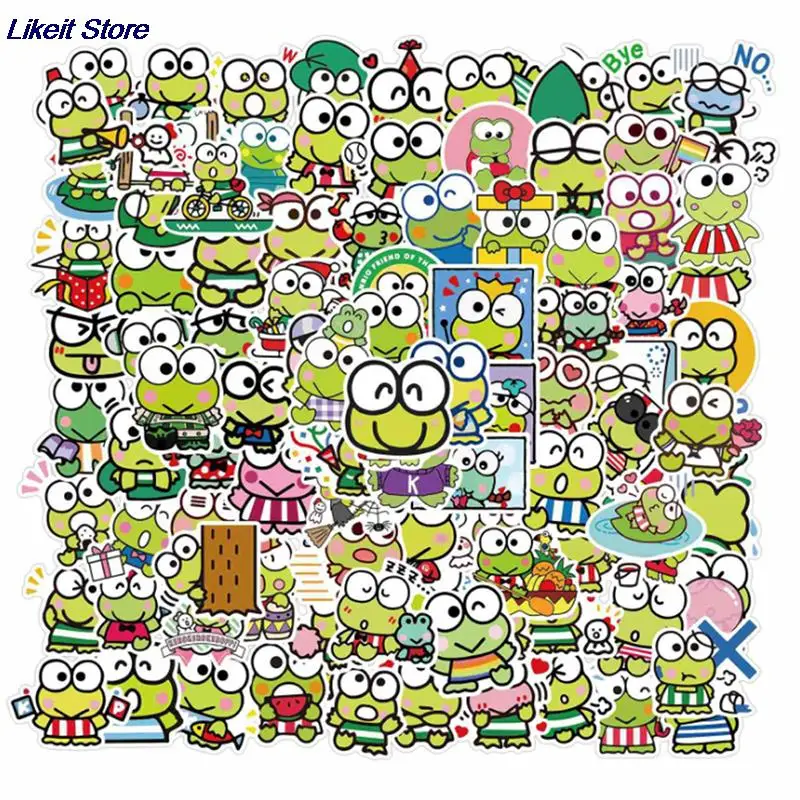 Наклейки Детские из ПВХ водостойкие с большим глазом лягушкой Keroppi 100 шт. | Игрушки