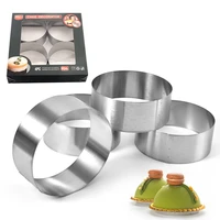 simple 4 inch stainless steel mousse ring set diy round cake mold bread baking tool cake mold 4 piece kitchen multi purpose tool