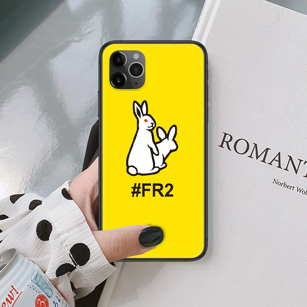 

Japan FR2 fashion brand crazy rabbit Phone case For iphone 5 6 7 8 S SE plus X XS XR 11 12 mini Pro Max 2020 black black back