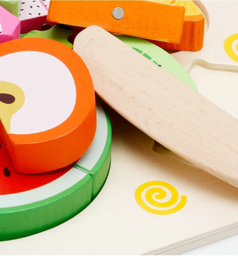 

Children Wooden Fruit and Vegetables Cutting Baby Kitchen Set Toys Magnetic Connect Wood Puzzle Food Model Kindergarten Supplies