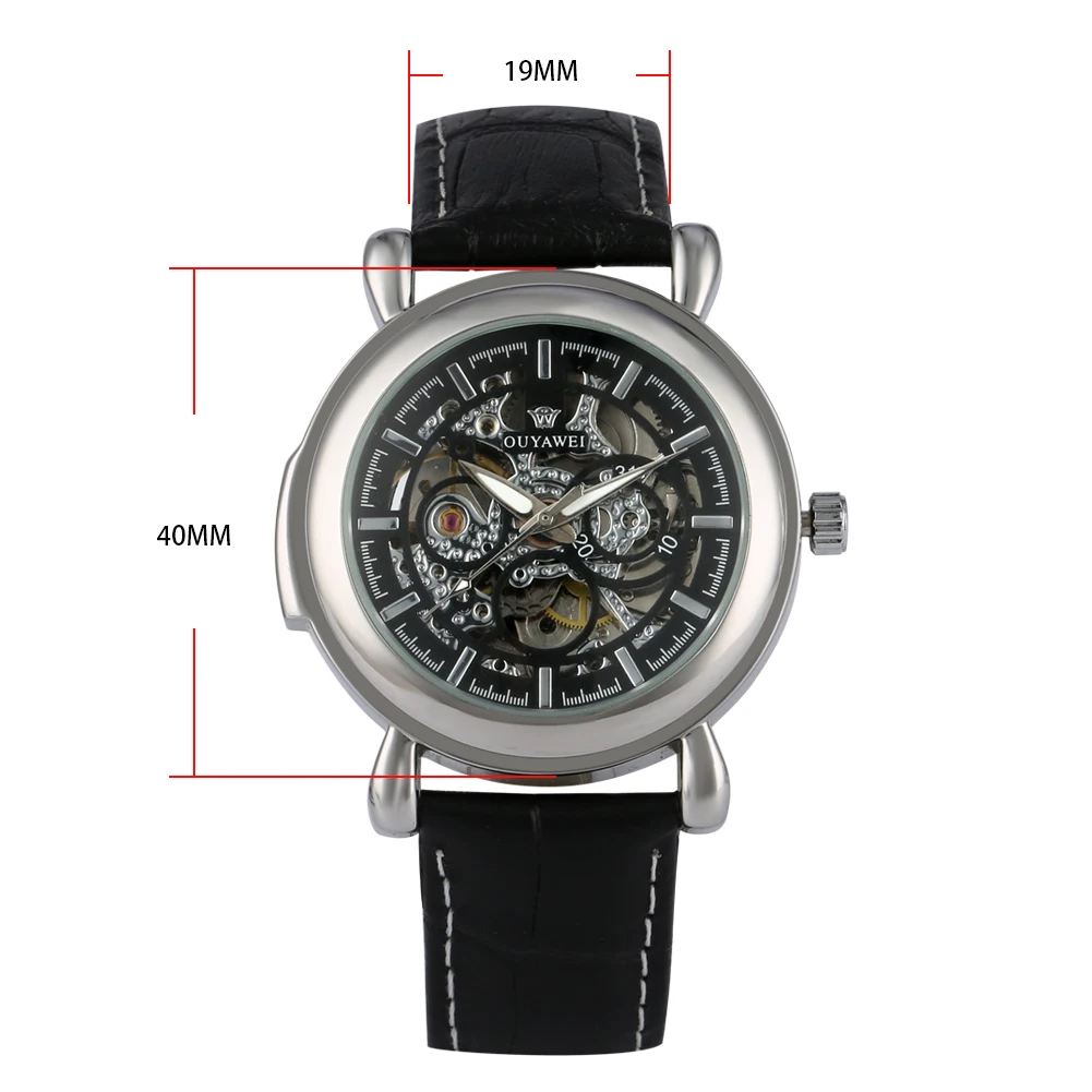 

Fashion Mens Automatic Mechanical Watches Leather Black Strap Man Wristwatch Luminous Hands Clock Self-wind Watch montre homme