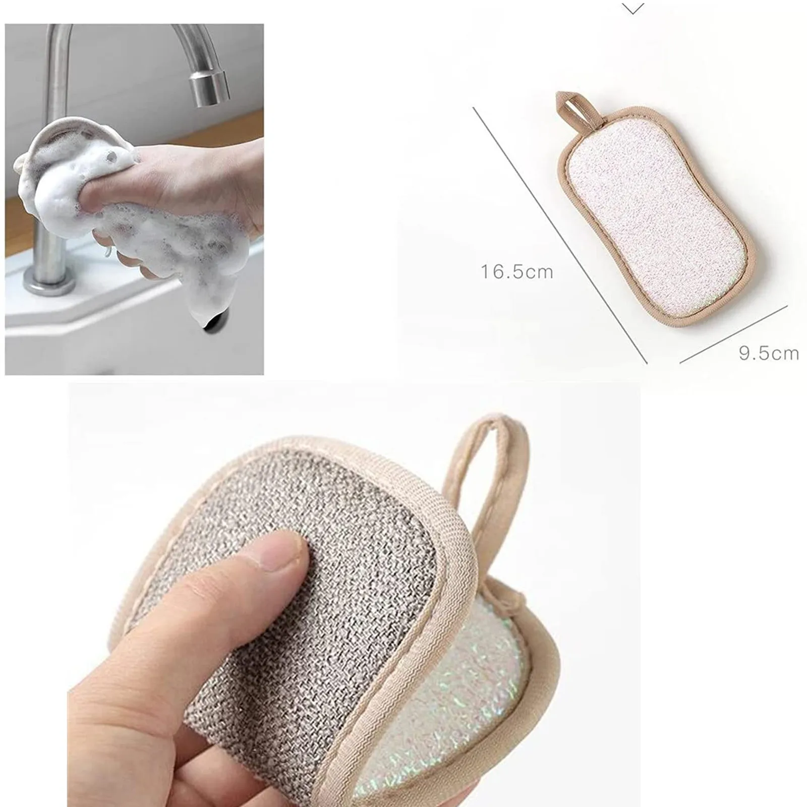

Kitchen Dishcloth Decontamination Cleaning Brush Household does not hurt the pot Washing Artifact Double-sided Sponge cocina