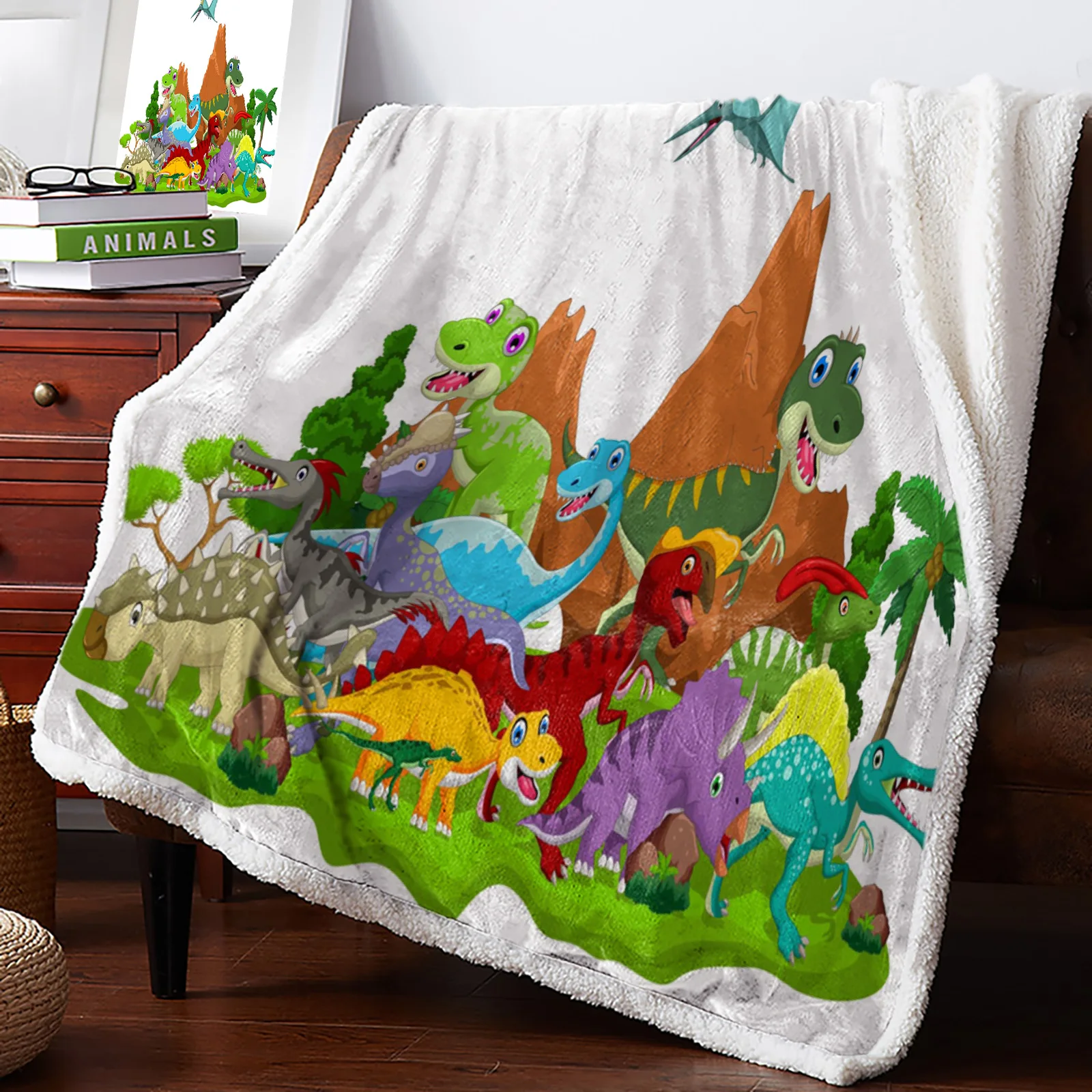 

С динозавром «Мир Юрского периода» пастбища одеяло с рисунками деревьев двойные толстые теплые супер мягкие фланелевые одеяла для дивана п...