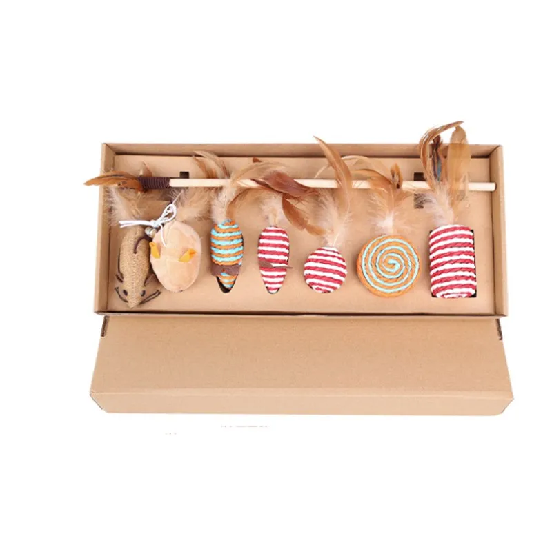 7 шт./компл. кошка игрушка пеньковая веревка кошачьи интерактивные игрушки