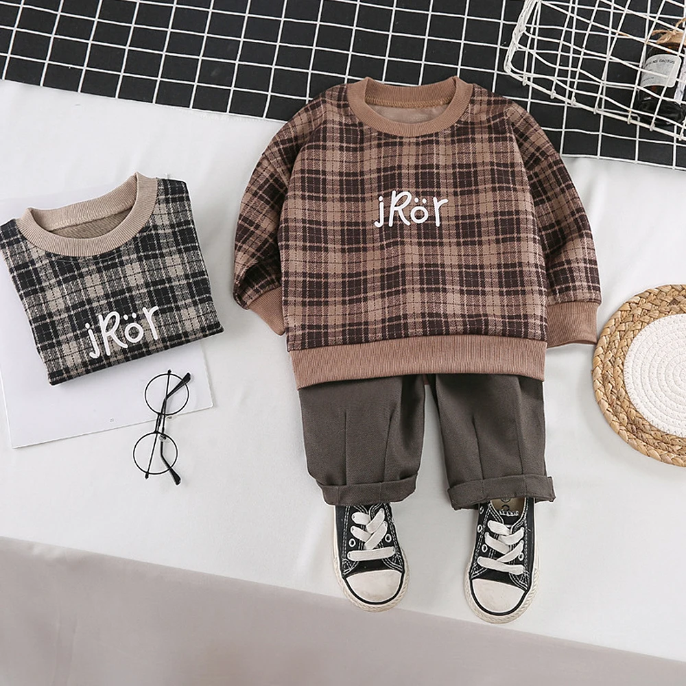 

2021 New Boy Spring And Autumn Style Long Leisure Sleeve Suit Children 2-Piece Set Boys' Movement Clothes Girls' Children's Suit