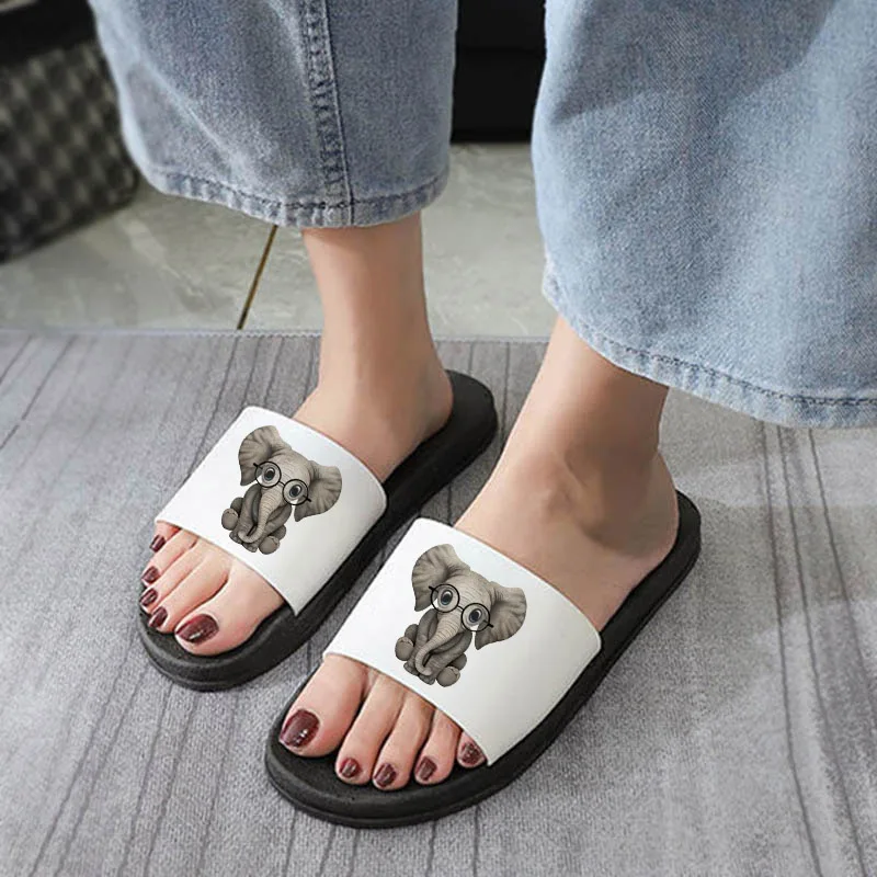 

Harajuku print elephant 2021 women slippers Women Pattern Slippers Outdoor Flip Flops Summer Beach Fashion Open Toe