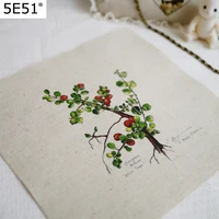 cotton and linen cloth hand printing and dyeing decorative painting dining mat diy red fruit tree