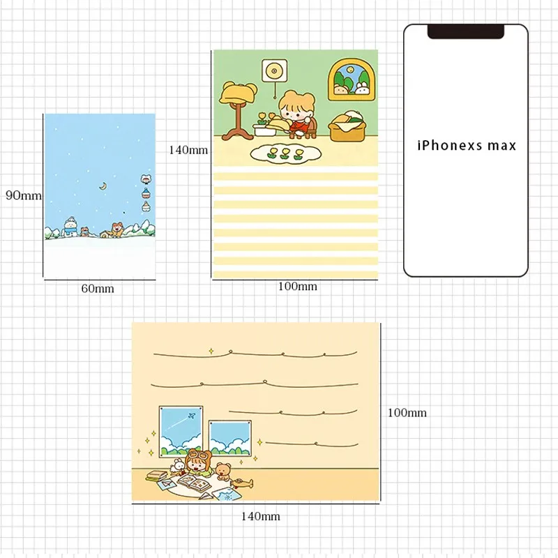 

1pack Kawaii Cartoon Memo Pad Sticky Notes Notepad Diary Self-Stick Student cartoon note book hand account note