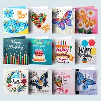 12pcs 5d diamond painting birthday greeting cards for kids butterfly flower diy special shaped diamond embroidery art crafts kit