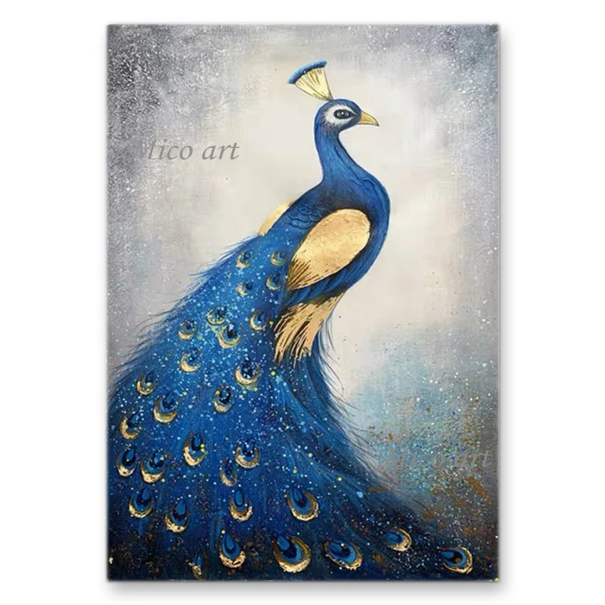 

Современная домашняя Настенная картина с изображением птицы, картина маслом, 100% ручная роспись, Настенный декор, абстрактные животные, холс...