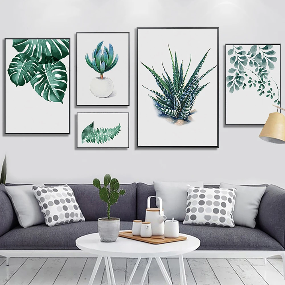 Картина на холсте растения зелень листья картина художественный плакат