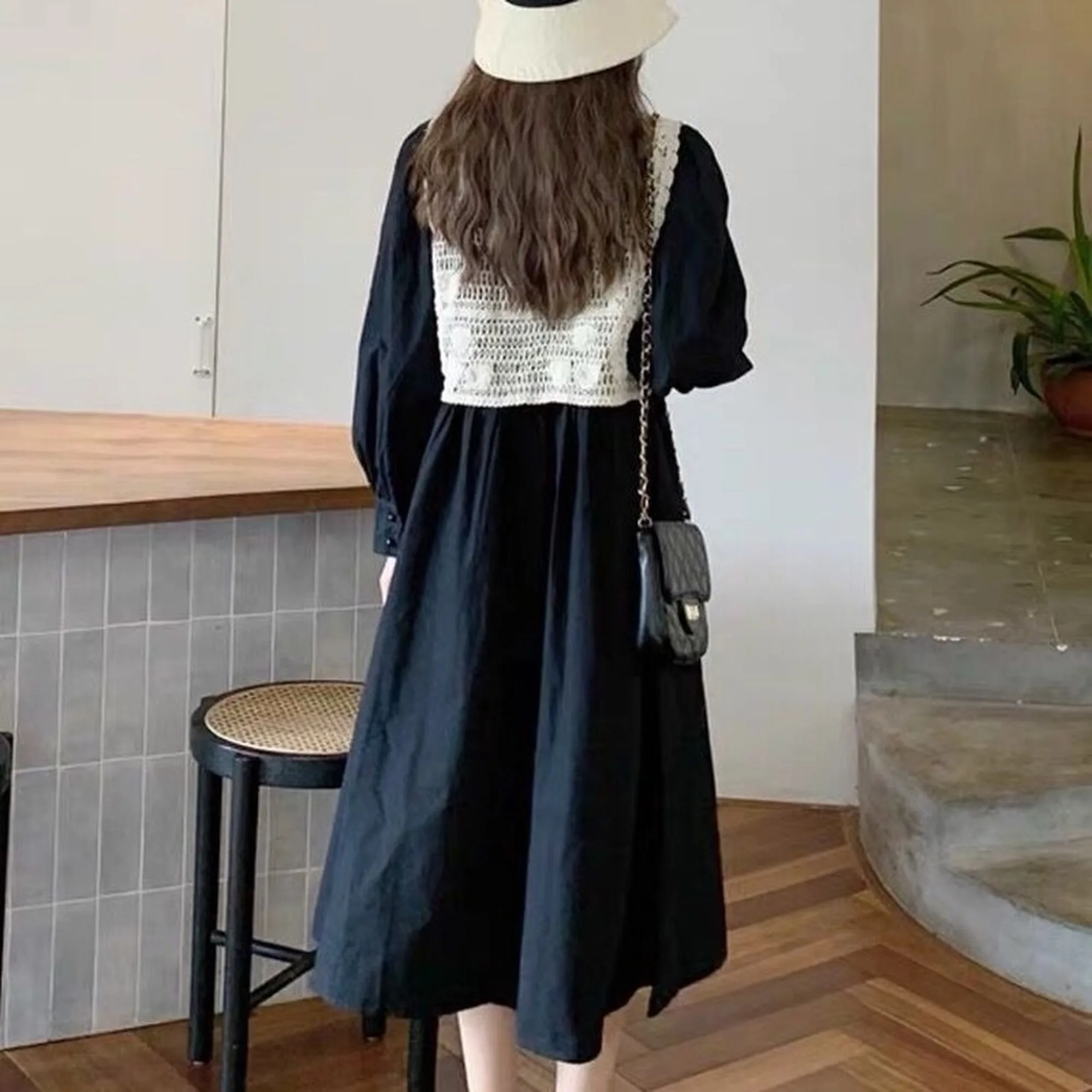 

Autumn 2020 new Korean loose French retro dress women's design sense long A-line skirt boudoir