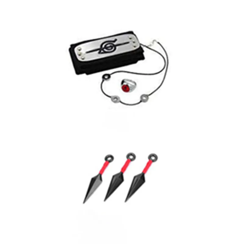 

Japanese Anime Headband Bandage Forehead Necklace Ring Cosplay Props Armors Throw Shuriken Sword Weapons Bag Halloween Boys