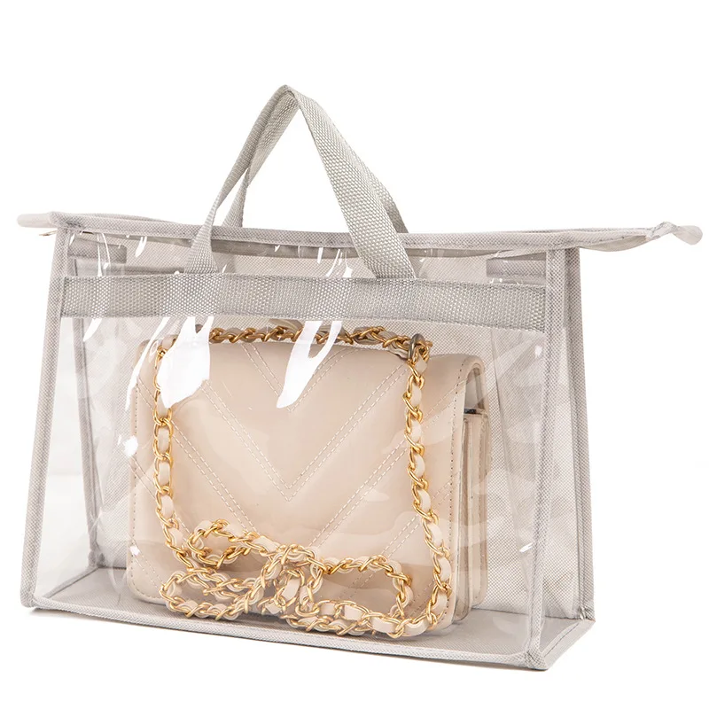 Protable Clear Women Purse Handbag Dust Cover Craft Storage Bag With Zipper for Water Proof Protector Travel LBShip|Сумки для вещей| |