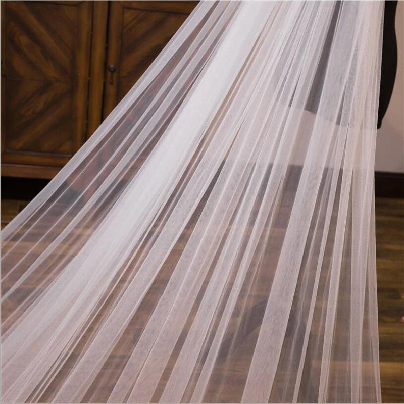 2021 Mariage 3 м один Слои верхний край декорирован кружевом белого цвета и слоновой