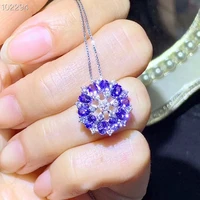 new arrival real natural tanzanite necklace pendant s925 sterling silver womens color gemstone natural jewelry