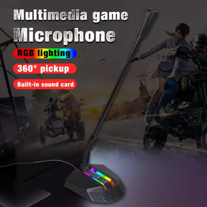 

Микрофон RGB светящийся гибкий USB-накопитель, конденсаторный микрофон для записи голоса, чата, видеоконференции, для ноутбуков и Windows