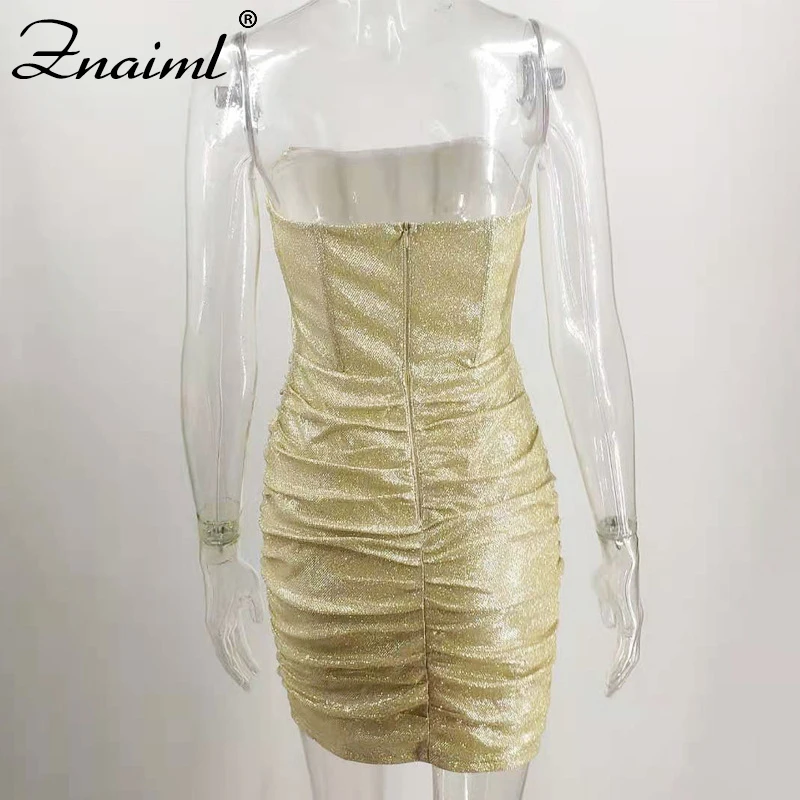 

Znaiml Elegant Famous Lady Strapless Quality Chest Wrapping Dress Women Summer Party Ruched Mini Dress Tight Bodycon Sexy Dress