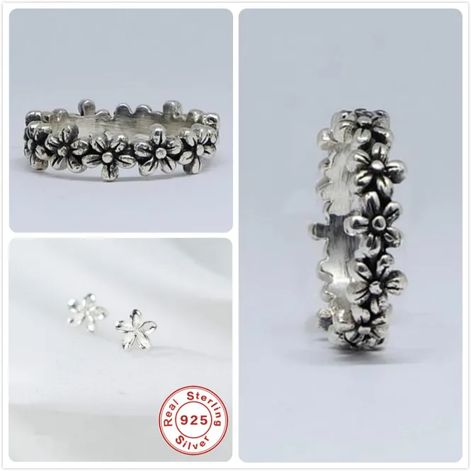 Женское Винтажное кольцо с цветком из стерлингового серебра 925 пробы Свадебные