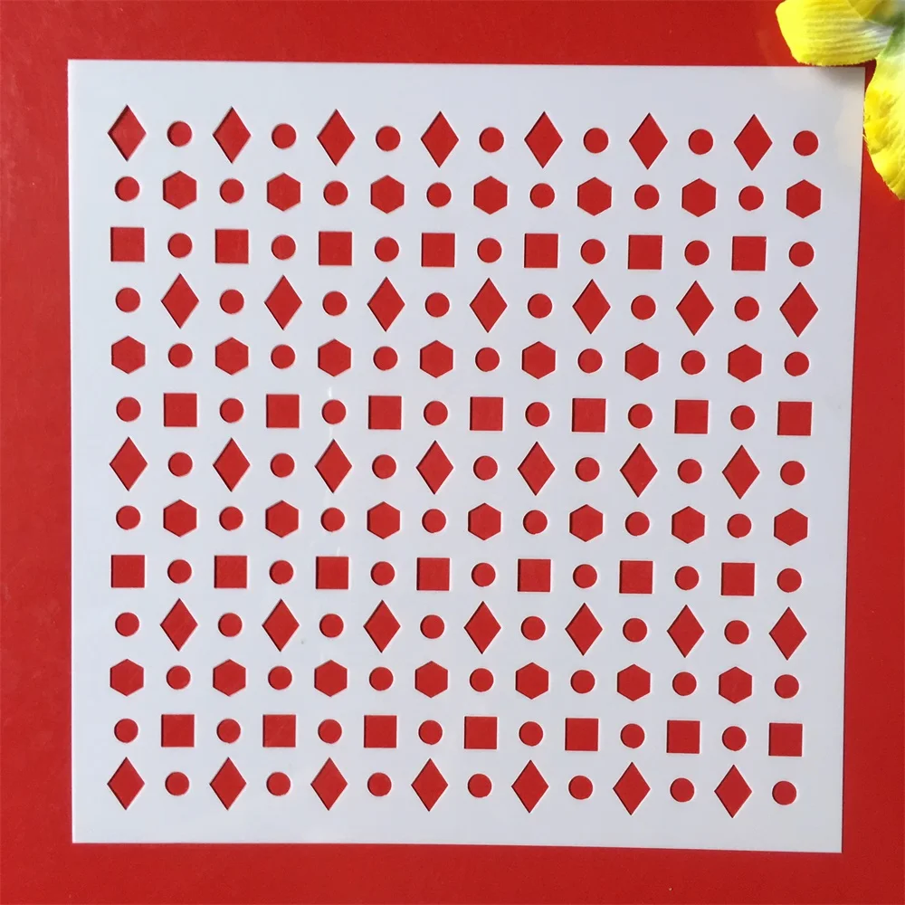New 8*8inch Dot Square Diamond Hex Texture DIY Layering Stencils Painting Scrapbook Coloring Embossing Decorative Template |