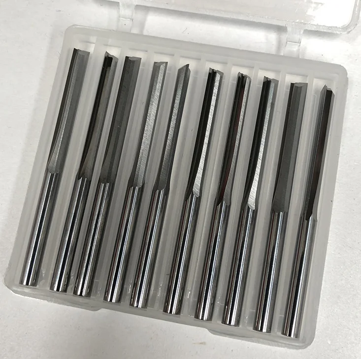 

10pcs/Set 2 Flute CNC Router Bits 3.175mm Straight Slot Tungsten Steel Milling Cutter for Wood MDF Plastic 40Set