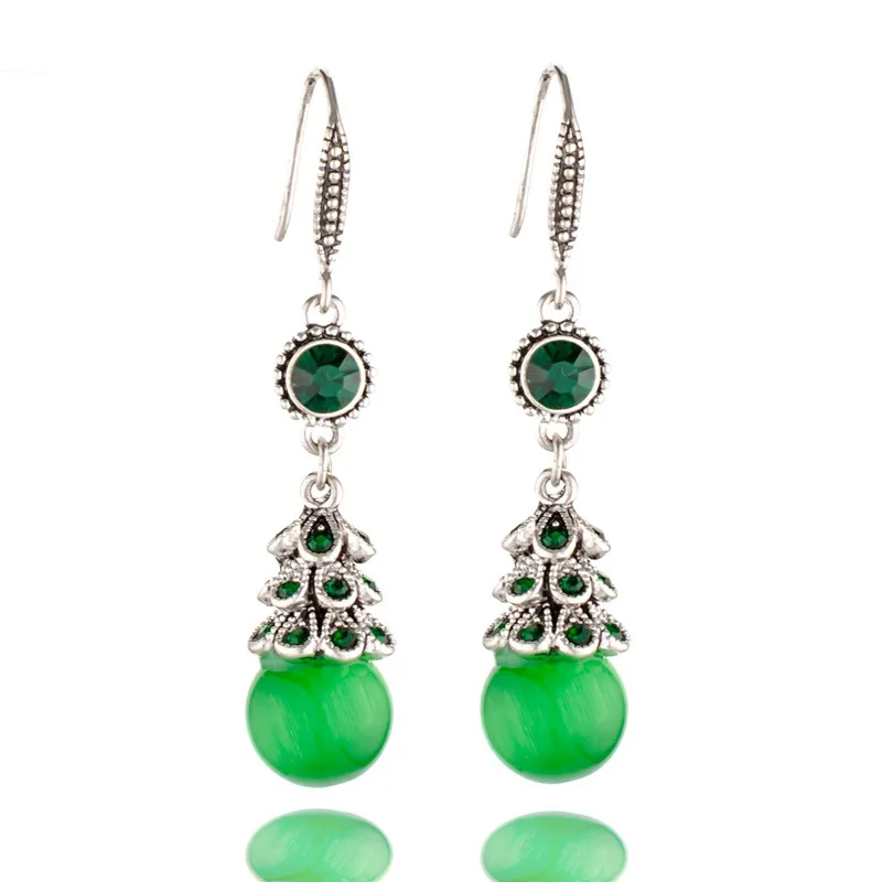 

Retro classic creative ethnic style peacock earrings personality long earrings