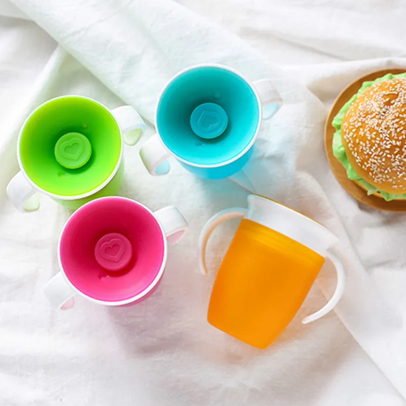 Детские Обучающие чашки для питья на 360 градусов поворачиваются с двойной ручкой